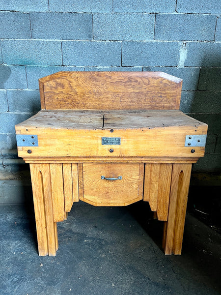 Billot de boucher vintage en bois Friber - A. Barrès Bordeaux