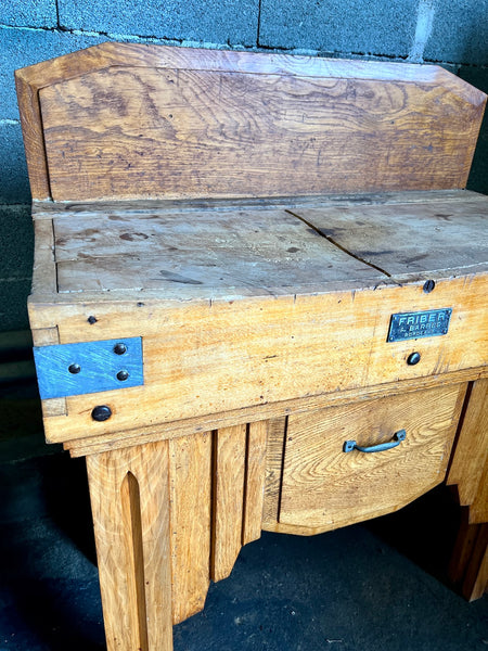 Billot de boucher vintage en bois Friber - A. Barrès Bordeaux