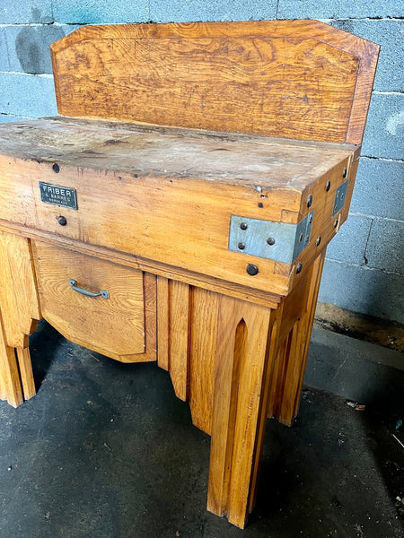 Billot de boucher vintage en bois Friber - A. Barrès Bordeaux