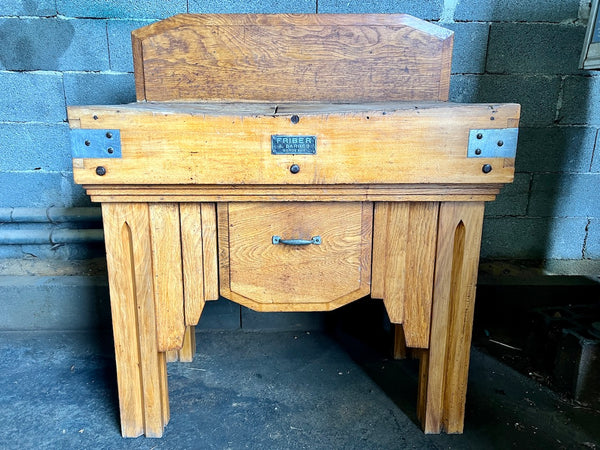 Billot de boucher vintage en bois Friber - A. Barrès Bordeaux