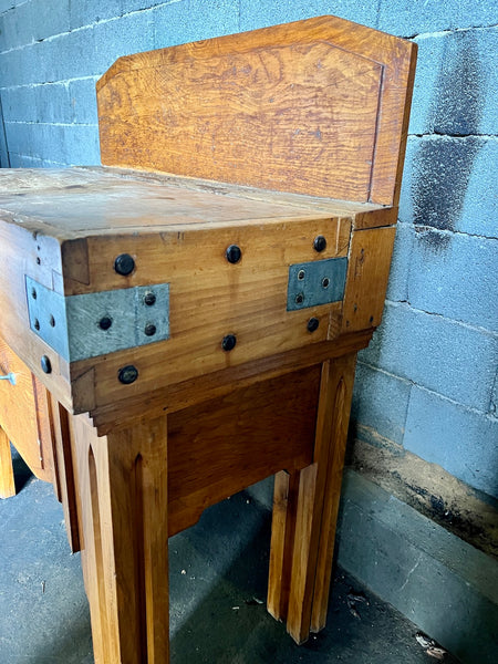 Billot de boucher vintage en bois Friber - A. Barrès Bordeaux