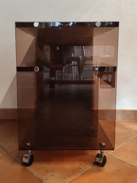 Meuble platine vinyle vintage en plexiglass style Michel Dumas - Années 70 - Le Sélectionneur - Brocante en ligne