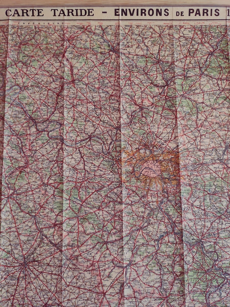Carte Taride environs de Paris, 120 km, routière de 1955 avec support - Le Sélectionneur - Brocante en ligne