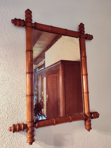Miroir bambou en bois années 30 - Le Sélectionneur - Brocante en ligne