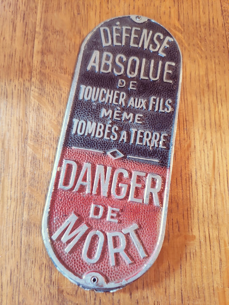 Plaque vintage Danger de mort réformée - EDF - Le Sélectionneur - Brocante en ligne