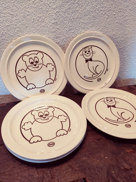 5 assiettes publicitaires vintages Esso - Modèle chat - Le Sélectionneur - Brocante en ligne