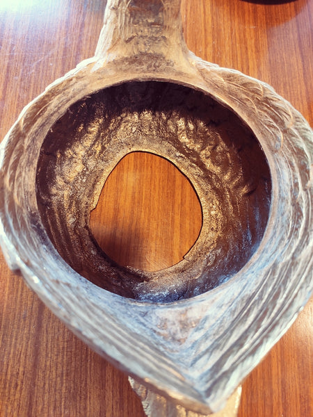 Cache-pot cygne vintage en métal argenté avec couvercle.