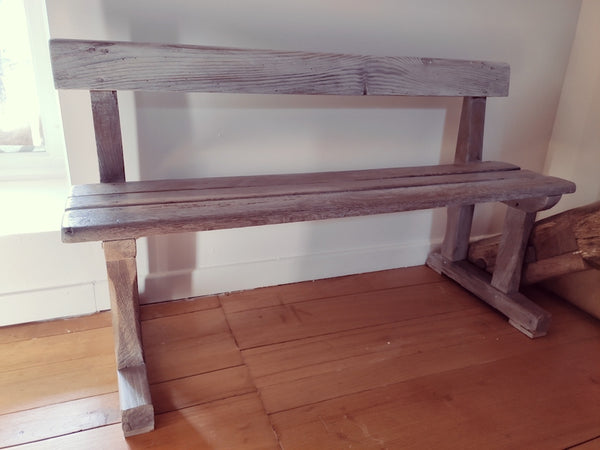 Banc d'écolier vintage en bois