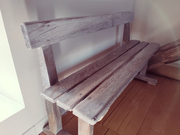 Banc d'écolier vintage en bois