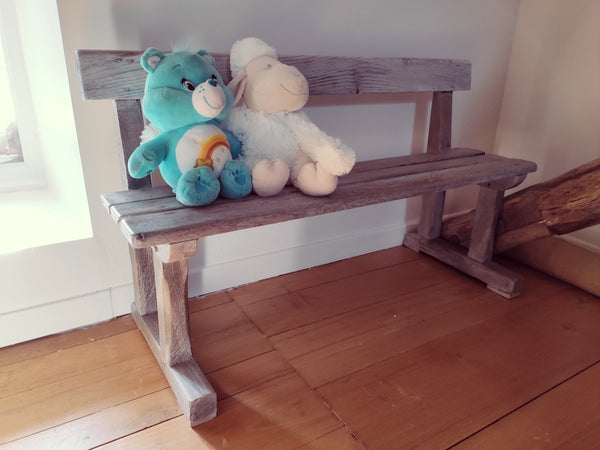 Banc d'écolier vintage en bois