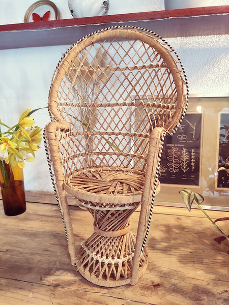 Mini fauteuil / porte-plante Emmanuelle vintage en rotin