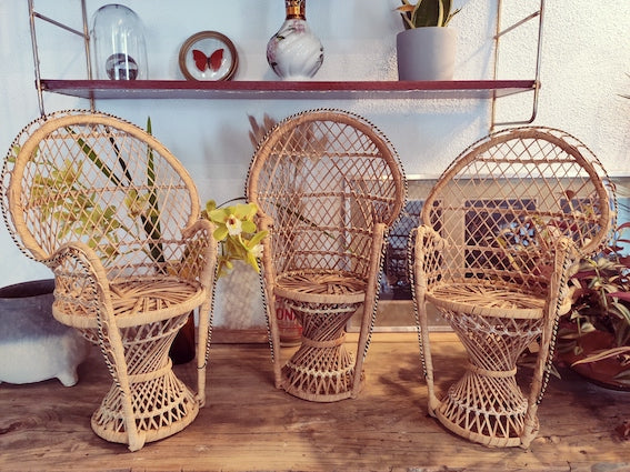 Mini fauteuil / porte-plante Emmanuelle vintage en rotin
