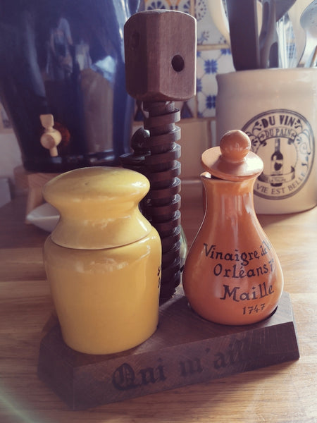 Service Maille vintage pour huile, vinaigre et moutarde - années 80