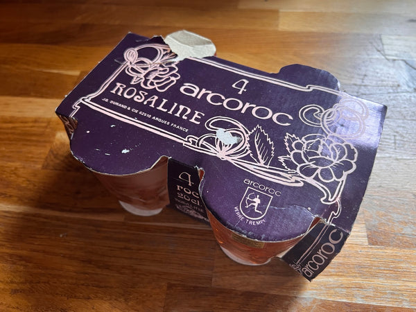 4 verres roses vintages Rosaline par Arcopal France - Années 70