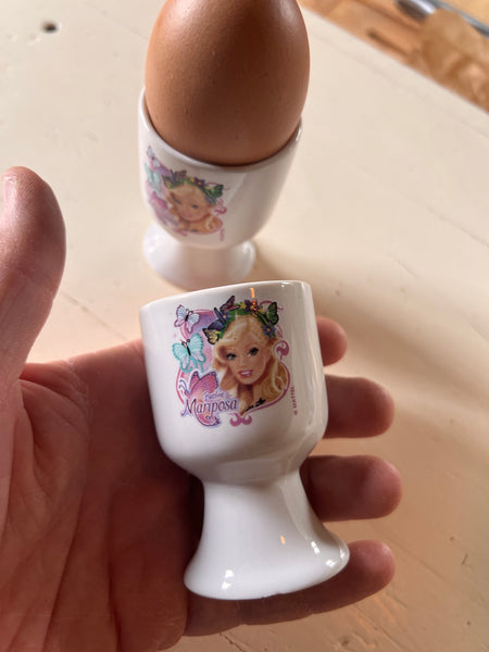 Paire de coquetiers vintages Barbie Mariposa - Mattel - 2000