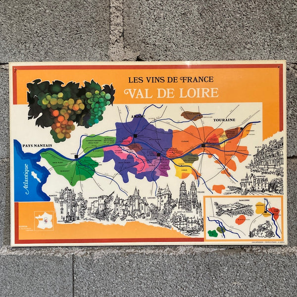 Affiche plastifiée vintage "Les vins de France" Val de Loire Sopexa - années 70