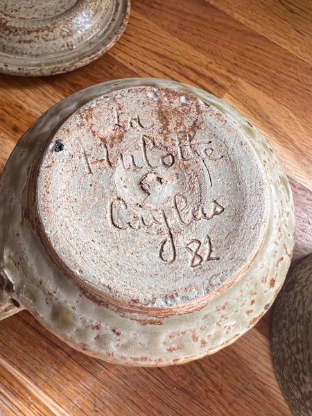 Ensemble d'éléments de cuisine  en grès vintages La Hulotte Caylus - 1982