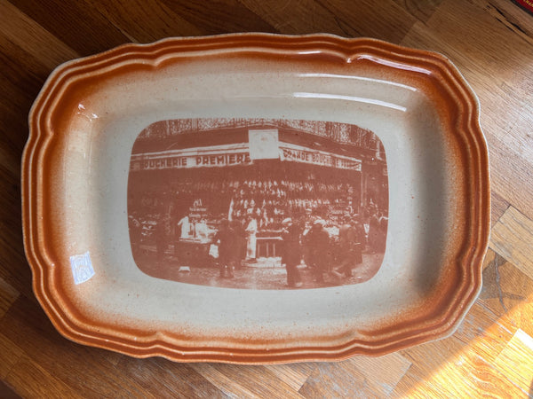 Grand plat vintage en céramique La Grande Boucherie Première