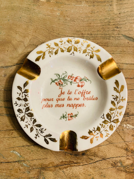 Petit cendrier vintage en porcelaine de Limoges