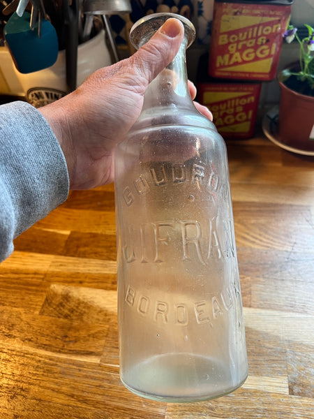 Carafe vintage Goudron Jifran Bordeaux en verre soufflé - Années 30/40