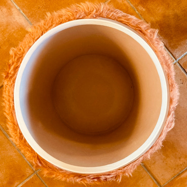 Pouf moumoute Pelfran vieux rose vintage - Années 60