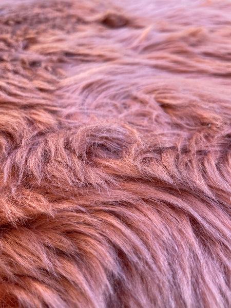 Pouf moumoute Pelfran vieux rose vintage - Années 60