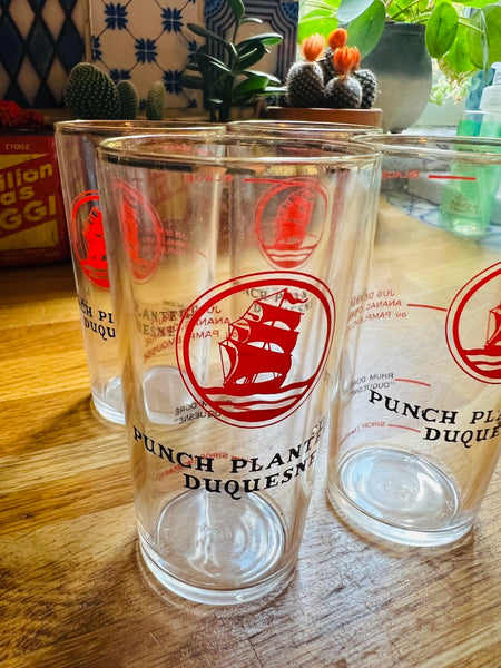 4 verres vintages gradués à punch planteur Duquesne