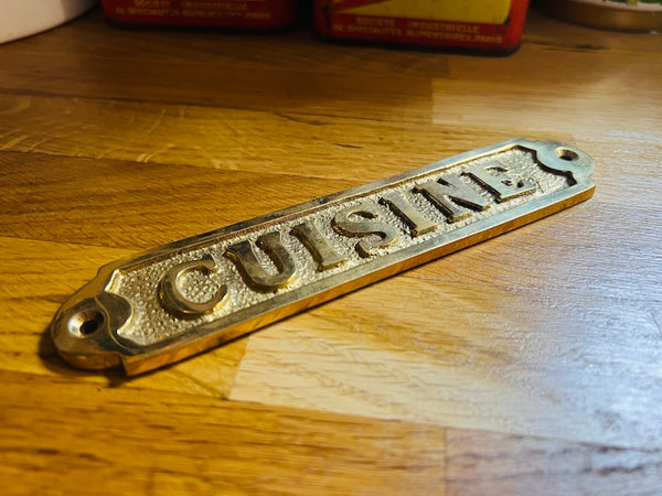 Plaque décorative de porte en laiton "Cuisine"