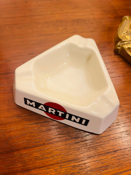 Cendrier triangulaire Martini de bistrot vintage en faïence