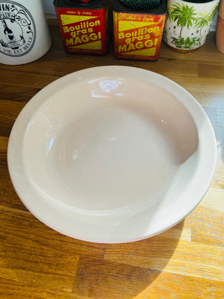 Plat haut en faïence vintage rose poudré Digoin Sarreguemines
