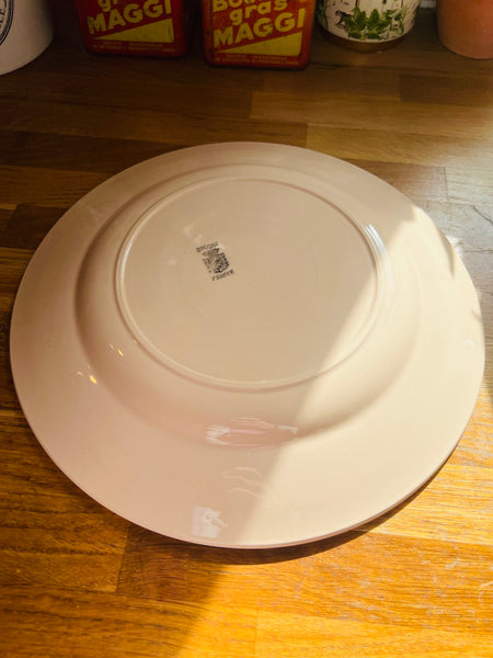 Plat bas en faïence vintage rose poudré Digoin Sarreguemines