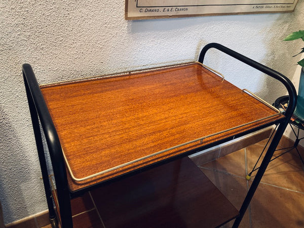 Desserte vintage en formica et métal noir / doré