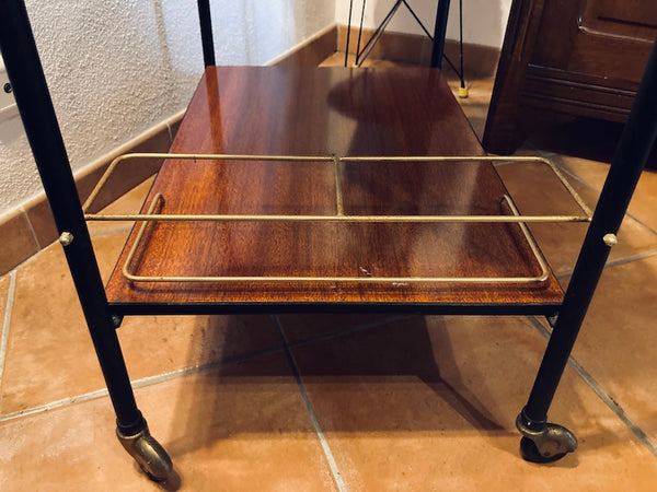 Desserte vintage en formica et métal noir / doré