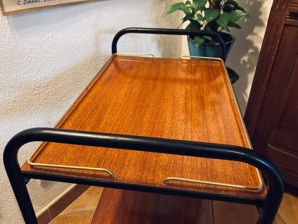 Desserte vintage en formica et métal noir / doré