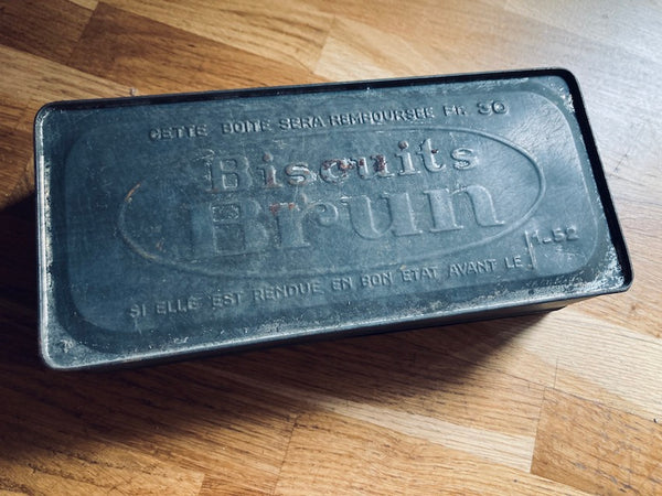 Boite métallique vintage Biscuits Brun - Années 50