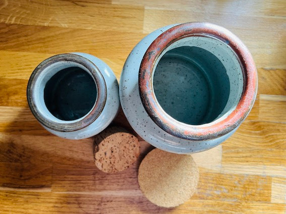 Ensemble de 2 pots en grès à l'esprit scandinave - 1970