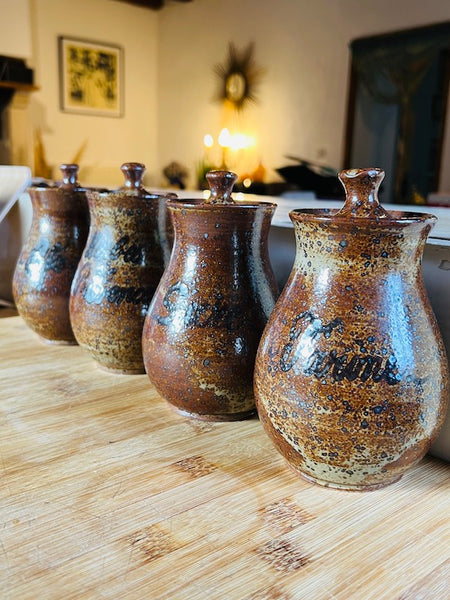 4 pots de cuisine vintage en grès Le Refuge