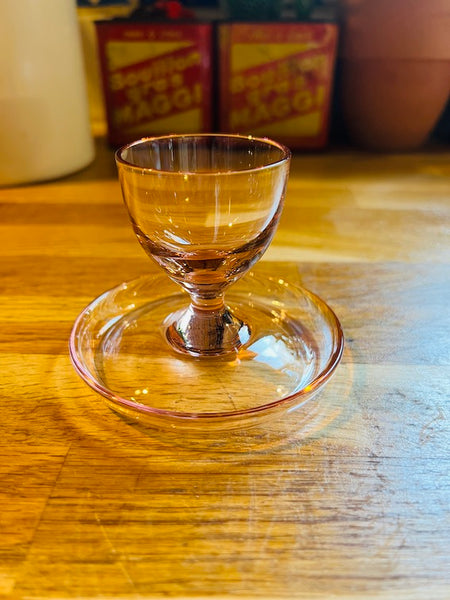 4 coquetiers vintages multicolores en verre