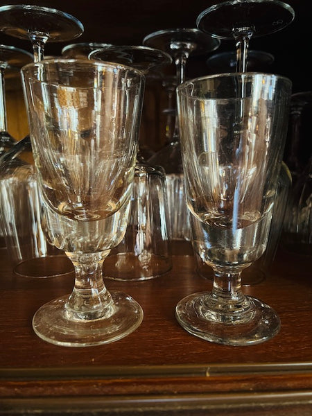 2 verres à absinthe vintages épais soufflés à la bouche - Début XXième