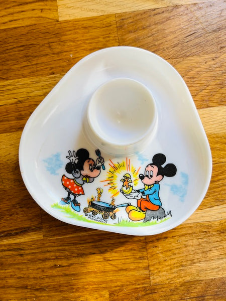 Coquetier vintage Mickey et Minnie en mélamine - Ornamine Annecy - Années 60