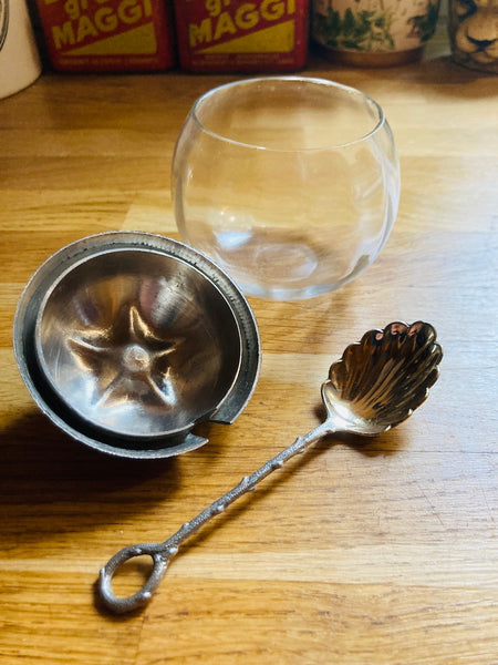 Sucrier pomme vintage avec sa cuillère