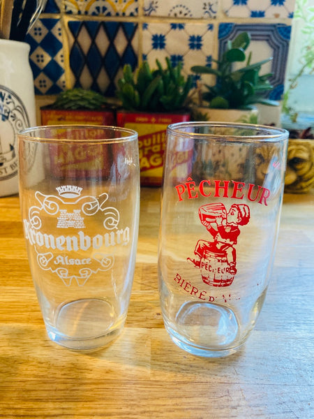 Lot de 8 verres à bière vintages de bistrot