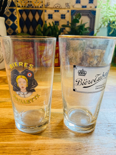 Lot de 8 verres à bière vintages de bistrot