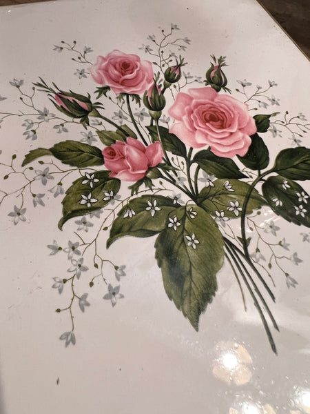 Dessous de plat vintage motifs roses - faïence Mettlach Germany