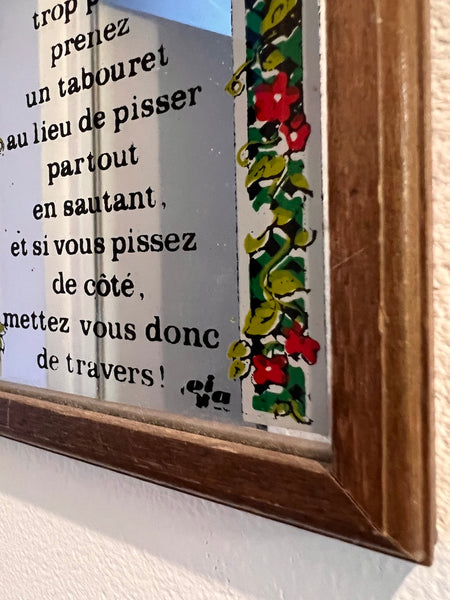 Petit cadre miroir humoristique vintage pour WC
