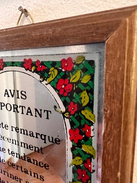Petit cadre miroir humoristique vintage pour WC