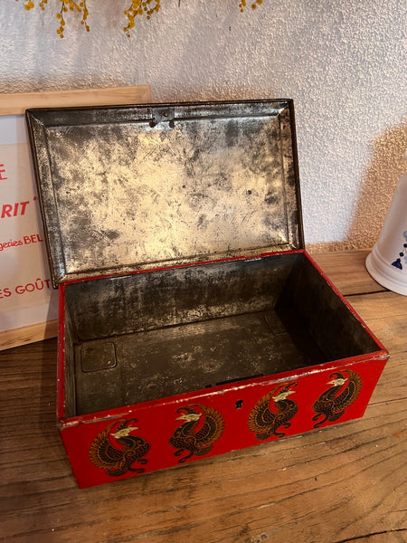 Boite métallique vintage aux motifs asiatiques