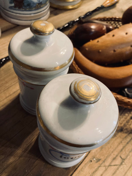 2 pots à pharmacie / d'apothicaire Opium et Iodum vintages
