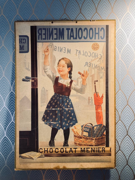 Carton publicitaire Chocolat Menier Bernard Carant d'après F. Bouisset - 1978