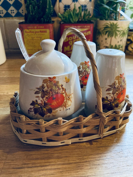 Panier à condiments / sel, poivre vintage